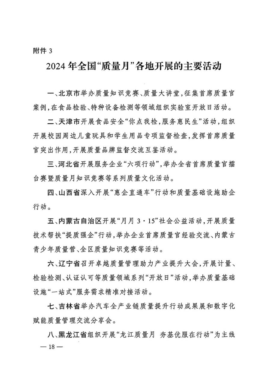 中國質(zhì)量檢驗(yàn)協(xié)會關(guān)于轉(zhuǎn)發(fā)《關(guān)于開展2024年全國“質(zhì)量月”活動的通知》的函（質(zhì)檢協(xié)函〔2024〕116號）