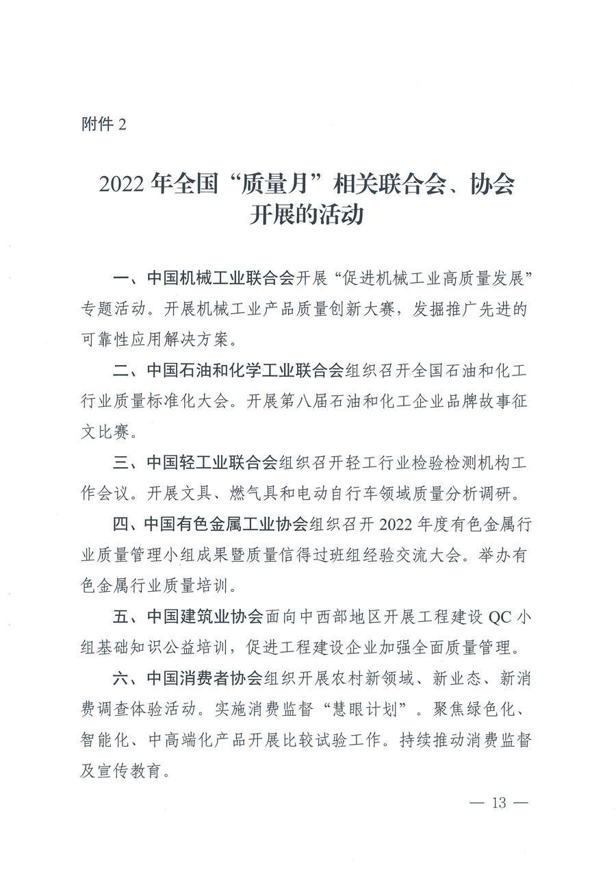 市場(chǎng)監(jiān)管總局等21個(gè)部委(部門)發(fā)文部署開展2022年全國(guó)“質(zhì)量月”活動(dòng)(國(guó)市監(jiān)質(zhì)發(fā)〔2022〕76號(hào))